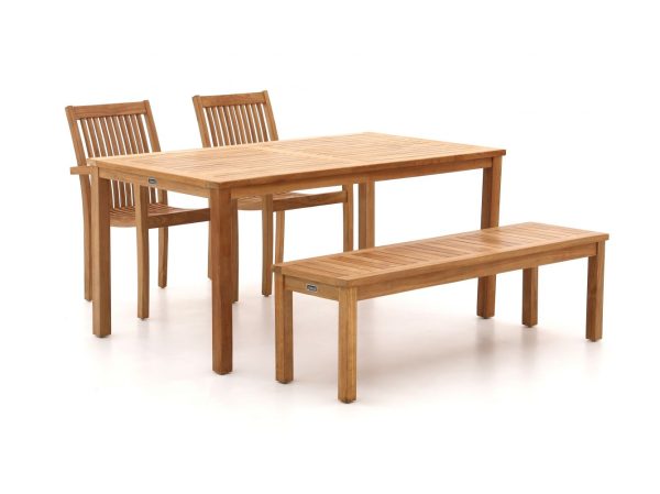 Sunyard Jakarta/Liverpool 160cm dining tuinset met bank 4-delig stapelbaar - Laagste prijsgarantie!